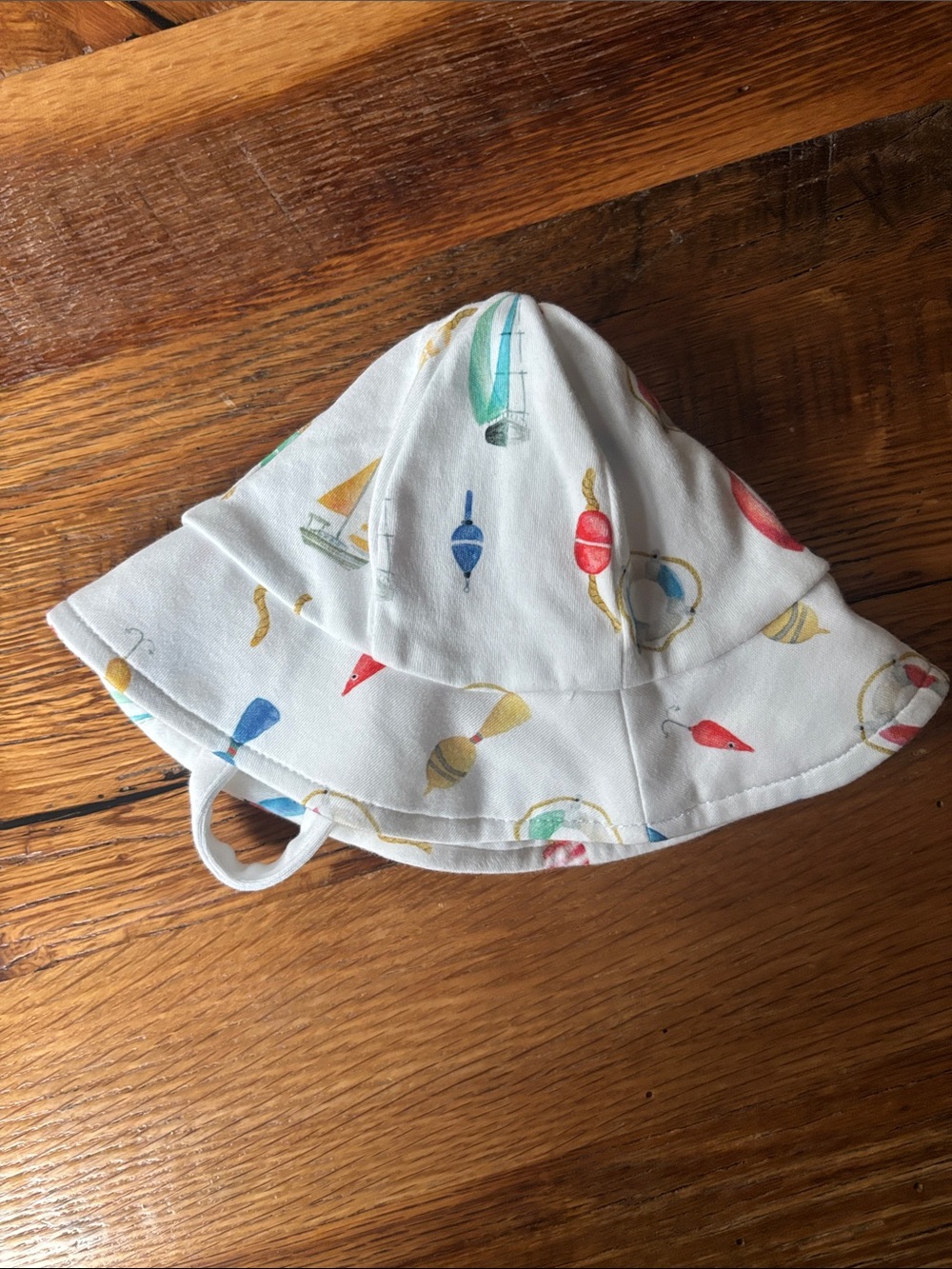 Baby Club Chic White Nautical Print Sun Hat size 3-6 month